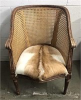 Wood Chair with Cane Back and Cowhide Seat