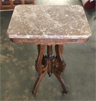 Marble Top Accent Table on Casters