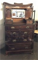 Antique Six Drawer Dresser with Mirror