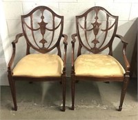Shield Back Arm Chairs with Cotton Capers Custom