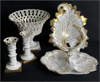 Decorative Serving Pieces with Gilt Accents
