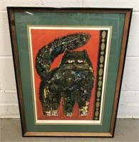 Jose Puig Marti Signed & Numbered Cat Lithograph