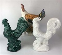 Glazed Rooster Figurines