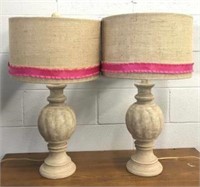 Pair of Table Lamps with Burlap Shades