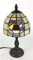 Metal Table Lamp with Stained Glass Shade