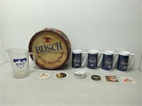 Bush decrative drum, glasses, pitcher, coasters