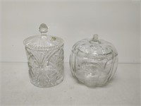 2 crystal glass candy jars- with lids