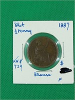 1887 Britain 1/2 Penny, F