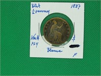 1887 Britain 1/2 Penny, F