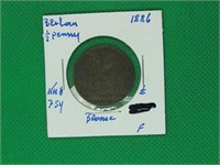 1886 Britain 1/2 Penny, F