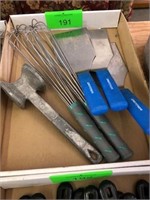 (2) WHISKS, (1) MEAT TENDERIZER, (3) SPATULAS