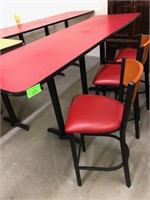 RED LAMINATE-TOP TABLE - 30 X 96 X 43" 3-PEDESTAL