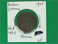 1905 Britain 1/2 Penny, VF