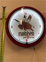 20" WALL LIGHTED CLOCK - "NATIVE GRILL WINGS"