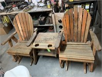 Two Chair Wooden Glider