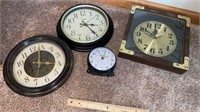 Three Wall Clocks & An Alarm Clock