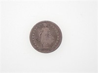 1875 Helvetia French 1/2 Franc Coin