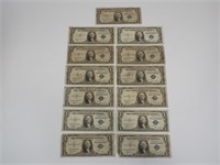 13 - US $1 Dollar Silver Certificates