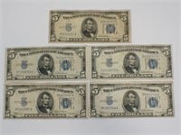 5 - 1934 US $5 Dollar Silver Certificates