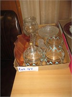 box of vintage glass items