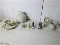 LOT ANIMAL FIGURINES, DISHES, CUP & SAUCER
