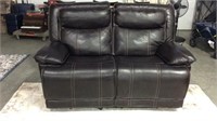 Leather dual pull recline loveseat
