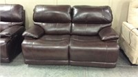 Leather dual power recline loveseat