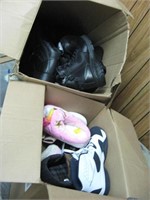 LG. BOXES OF MISMATCHED SHOES,BOOTS,ETC-SEE DISC