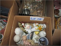 box of home decor items