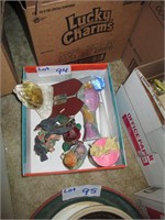 box of home decor items