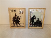 Vintage Silhouette Pictures Wood Frames Jester