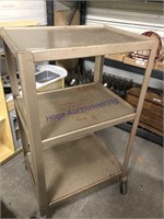 3-shelf metal rolling cart