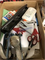 Office supplies--hole punch, name stamps, scissors