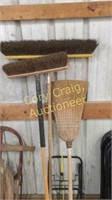 (2) Push Brooms, Cart