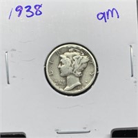 1938 MERCURY SILVER DIME