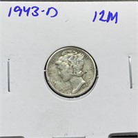 1943-D MERCURY SILVER DIME