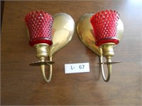 Pair Brass Candle Sconces