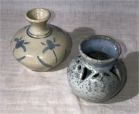 Lot of 2 Artisan Design Pottery Vases Signed