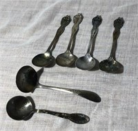 Lot of 6 Antique Silver Plate Mini Spoons