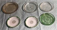 Lot of 6 Glass Butter Pats, Coasters, Etc.