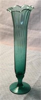 Blown Green Glass Pedestal Vase
