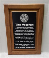 Large Veterans Plaque Picture Wood