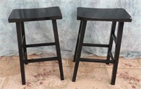 2-BLACK WOOD BARSTOOLS