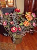 Wicker basket with faux flowers