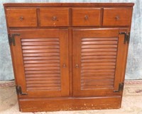 WOOD CABINET WITH SHUTTER STYLE DOORS