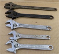 5 ADJUSTABLE WRENCHES 8" UP TO 15"