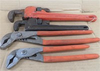 4 PIPE WRENCHES *CHANNEL LOCKS