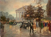 Paris Street Scene Painting by Pierre Deschampe.