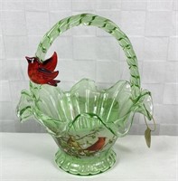 "Cardinal Serenade" Glass Basket