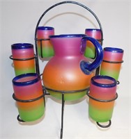 RAINBOW GLASS PITCHER/GLASSES